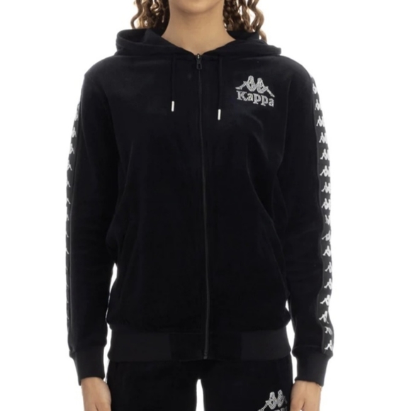 Black Kappa Velvet Zip-up hoodie - Picture 1 of 3